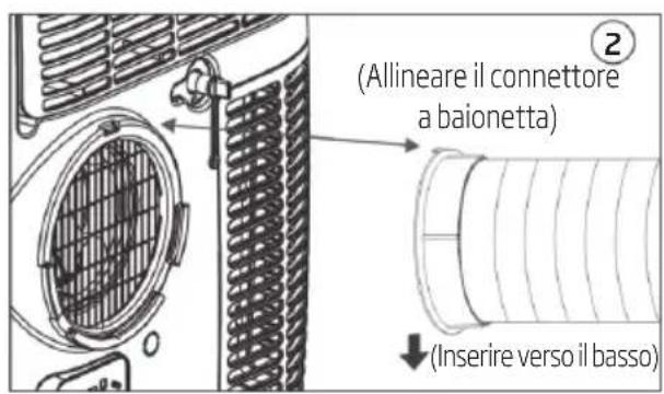 (Allineare il connettore a baionetta) ↓ (Inserire verso il basso)