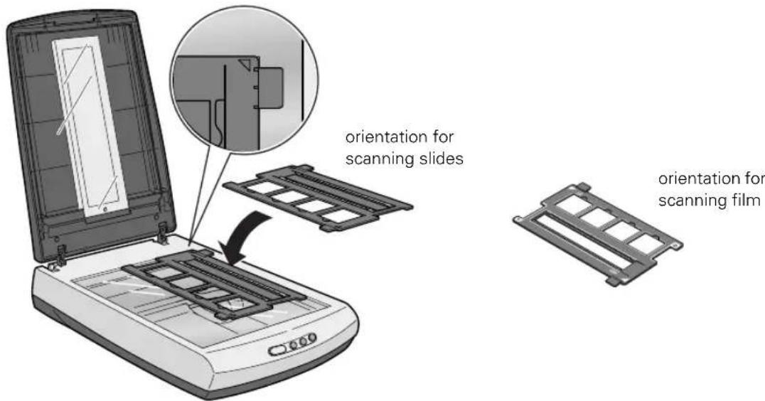 Orientation for scanning slides. Orientation for scanning film.
