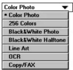 Color Photo • Color Photo 256 Colors Black&White Photo Black&White Halftone Line Art OCR Copy/FAX