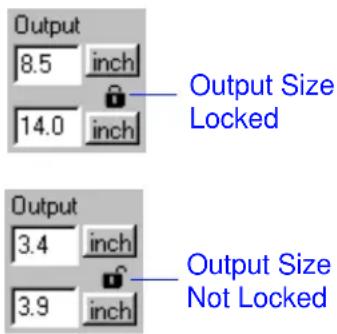 Output 8.5 inch 14.0 inch Output Size Locked Output 3.4 inch 3.9 inch Output Size Not Locked