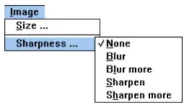Image Size ... Sharpness ... ✓ None Blur Blur more Sharpen Sharpen more