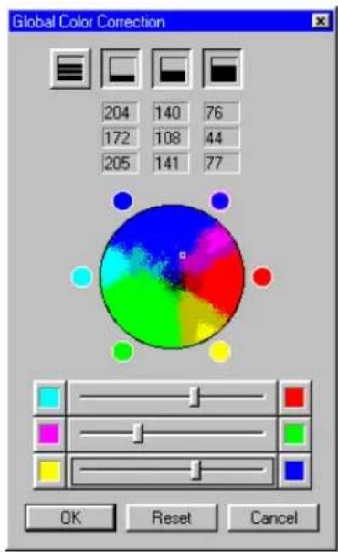 Global Color Correction 204 140 76 172 108 44 205 141 77 OK Reset Cancel