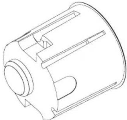 Technical line drawing of a mechanical component with cutaway sections (no text or symbols)