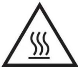 Warning symbol depicting steam rising inside a triangle, indicating heat or smoke hazard.