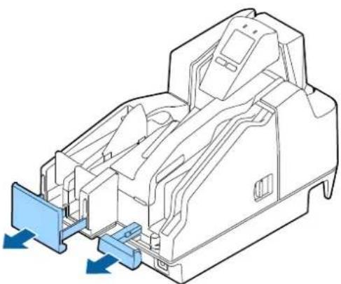 Technical line drawing of a mechanical component with blue directional arrows indicating movement or force (no text or symbols present).