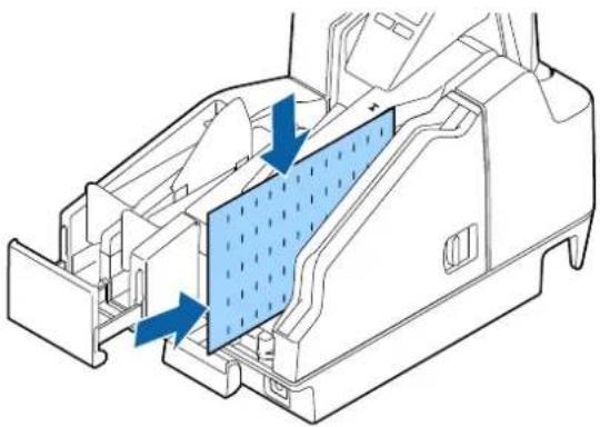 Technical diagram of a vehicle interior showing internal components and airflow direction (no text or labels).