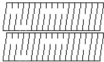 Two parallel rectangular panels with vertical diagonal lines, no text or symbols present
