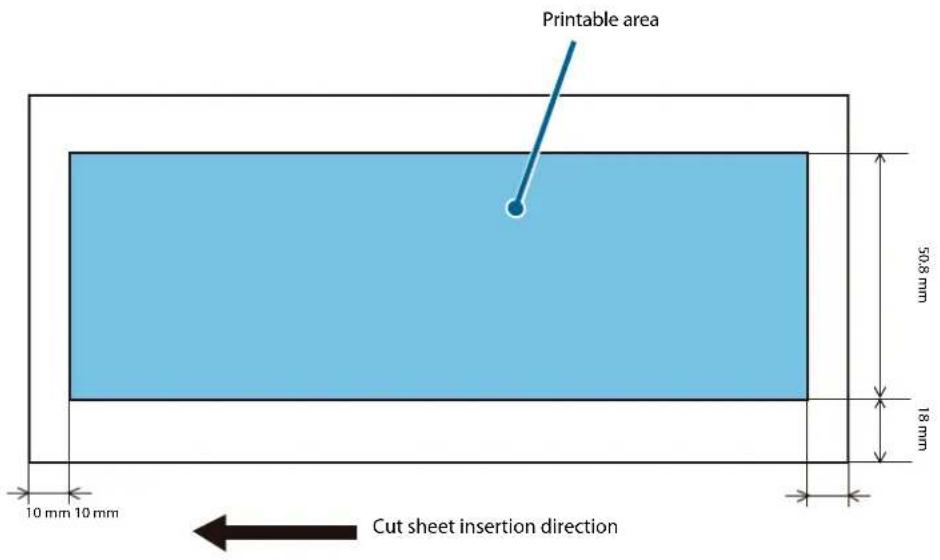 Printable area 50.8 mm 18 mm 10 mm 10 mm Cut sheet insertion direction