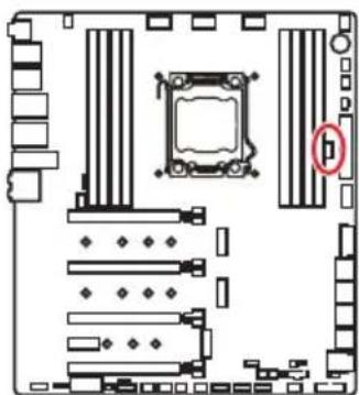Top-down schematic of a computer motherboard showing CPU socket, RAM slots, and memory layout (no text or labels)