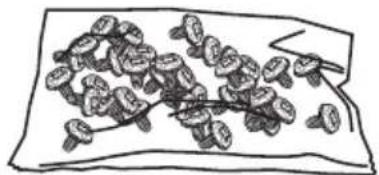 Illustration of scattered objects on a textured surface (no text or symbols)