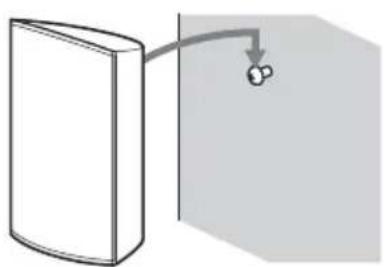 Simple line drawing of a vertical cylinder connected to a wall with an arrow pointing downward (no text or symbols)