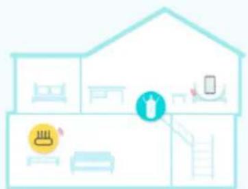 Illustration of a house with furniture and a smart sink (no text or symbols).