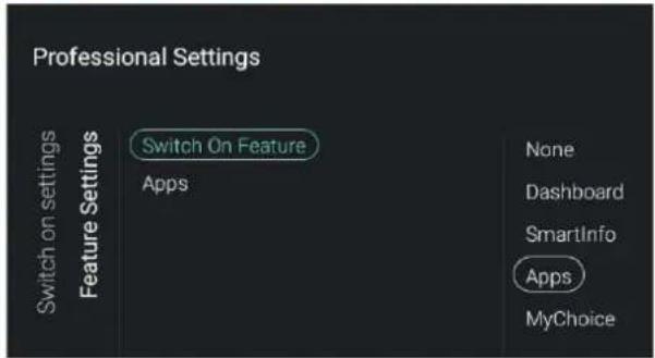 Professional Settings Switch On Features Switch On Feature Apps None Dashboard SmartInfo Apps MyChoice