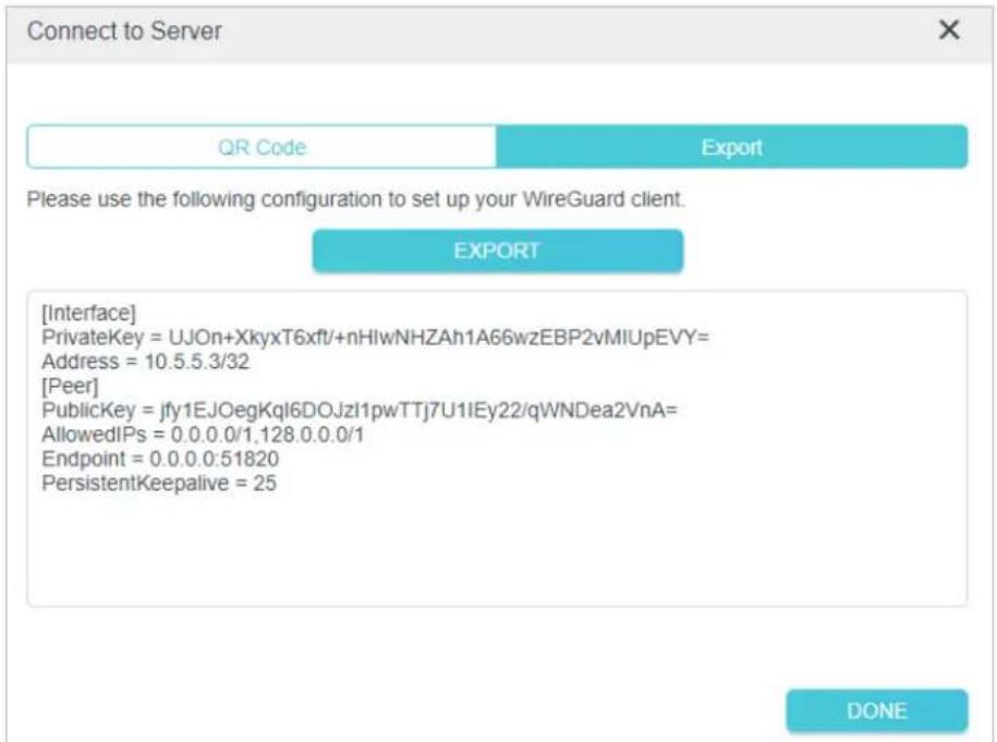 Connect to Server QR Code Export Please use the following configuration to set up your WireGuard client. EXPORT [Interface] PrivateKey = UJOn+XkyxT6xft/+nHIwNHZAh1A66wzEBP2vMIUpEVY= Address = 10.5.5.3/32 [Peer] PublicKey = jfy1EJOegKql6DOJzl1pwTTj7U1IEy22/qWNDea2VnA= AllowedIPs = 0.0.0.0/1,128.0.0.0…