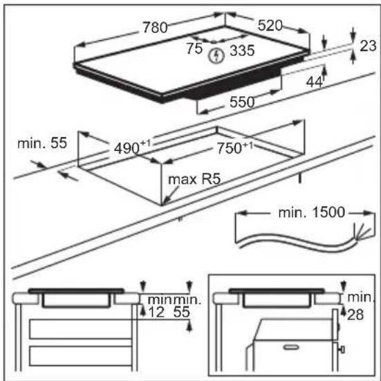 780 520 75 335 23 44' 550 min. 55 490+1 750+1 max R5 min. 1500 min. 12 55 min. 28