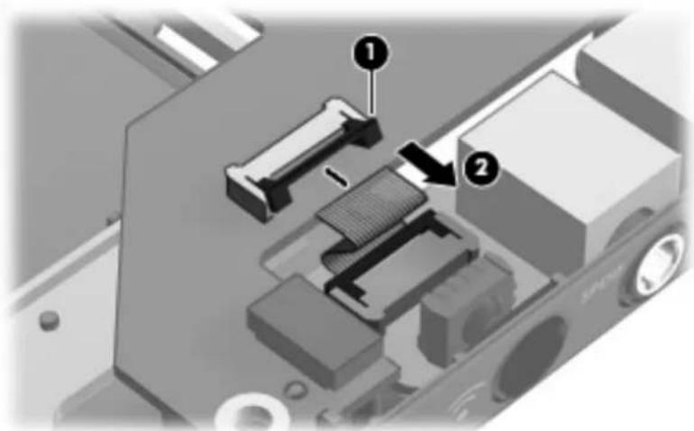 Technical diagram of a mechanical assembly with numbered components and directional arrows indicating parts of motion or assembly.