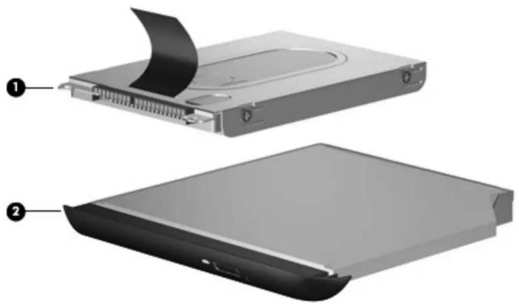 Two views of a computer drive showing internal components and casing (no text or symbols).