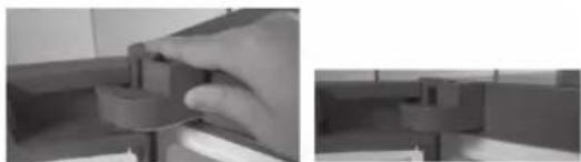 Two grayscale images showing a hand adjusting a mechanical component, with no visible text or symbols.