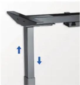 Mechanical assembly with two blue directional arrows indicating force or movement (no text or symbols)