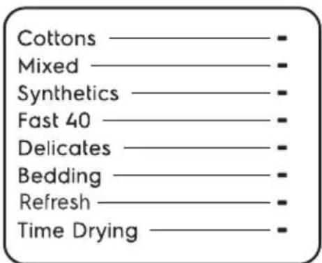 Cottons Mixed Synthetics Fast 40 Delicates Bedding Refresh Time Drying