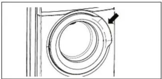 Technical line drawing of a mechanical component with concentric rings and a directional arrow (no text or symbols)