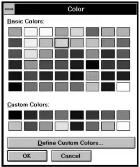 Color Basic Colors: Custom Colors: Define Custom Colors... OK Cancel
