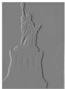 Monochrome sketch of the Statue of Liberty silhouette (no text or symbols).