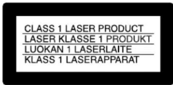 CLASS 1 LASER PRODUCT LASER KLASSE 1 PRODUKT LUOKAN 1 LASERLAITE KLASS 1 LASERAPPARAT
