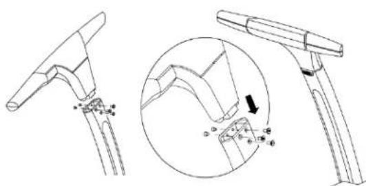 Technical line drawing of a mechanical clamp or bracket assembly with an inset showing a detail view of the component (no text or symbols present)