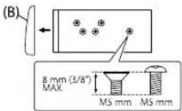 (B) 8 mm (3/8") MAX MS mm MS mm
