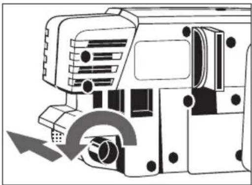 Technical illustration of a mechanical device with directional arrows indicating motion or flow (no text or symbols)