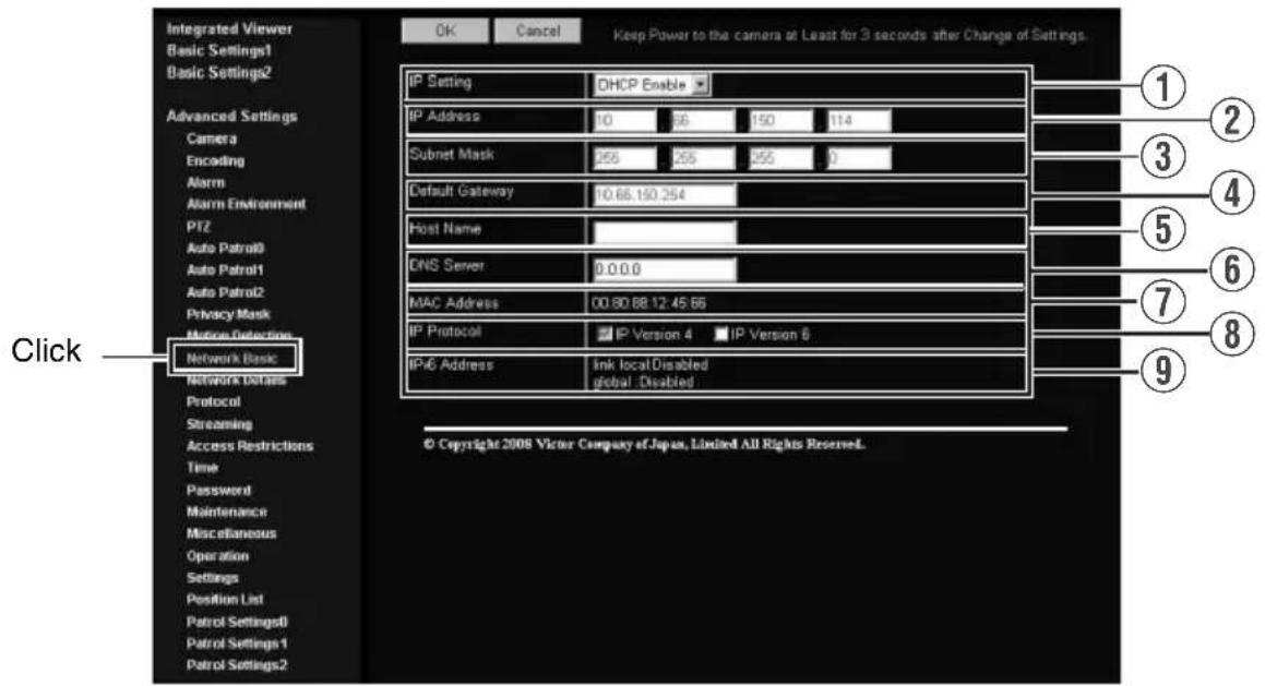Integrated Viewer Basic Settings1 Basic Settings2 Advanced Settings Camera Encoding Alarm Alarm Environment PTZ Auto Patrol0 Auto Patrol1 Auto Patrol2 Privacy Mask Motion Detection Network Basic Network Details Protocol Streaming Access Restrictions Time Password Maintenance Miscellaneous Operation…