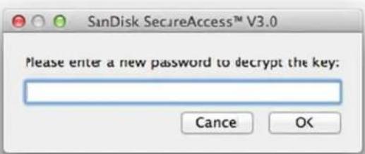 SanDisk SecureAccess™ V3.0 Please enter a new password to decrypt the key: Cancel OK