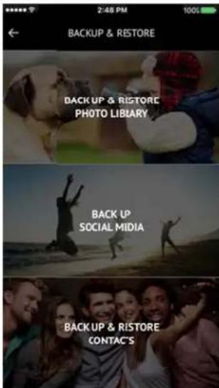 BACKUP & RISTORE PHOTO LIBRARY BACK UP SOCIAL MIDIA BACKUP & RISTORE CONTACT'S