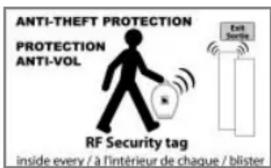 ANTI-THEFT PROTECTION PROTECTION ANTI-VOL RF Security tag inside every / à l'intérieur de chaque / blister
