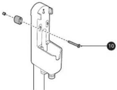 Technical diagram of a mechanical device with labeled parts and dimension line