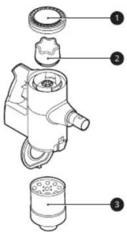 Technical diagram of a mechanical device with numbered parts for identification.
