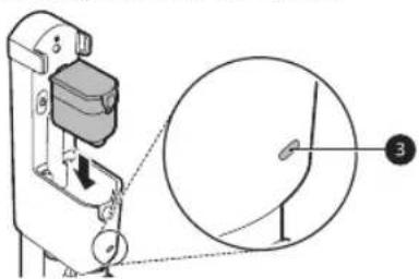 Technical diagram showing a mechanical device with a pulley and a magnified circular component labeled '3'