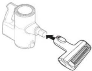 Diagram of a hand holding a cylindrical device connected to a textured roller (no text or symbols)