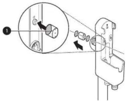 Diagram showing a mechanical device with labeled parts and directional arrows indicating motion or assembly.