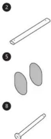 Illustration of a pin, a cylindrical rod, and two oval shapes with numbered labels (no text or symbols).