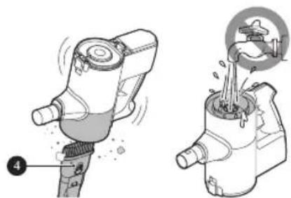 Illustration of a hand pump tool and its internal structure, showing mechanical components and fluid flow (no text or symbols)
