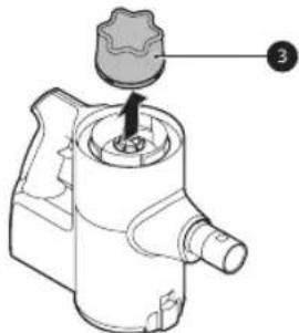 Mechanical component diagram showing a knob inserted into a housing (no text or symbols)