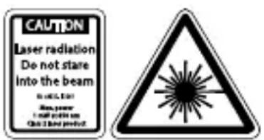 CAUTION Laser radiation Do not stare Into the beam B: 0.015 L/min Max power I shall be put out One I had proof.