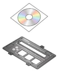 Illustration of a CD/DVD disc and its corresponding physical device casing (no text or symbols).