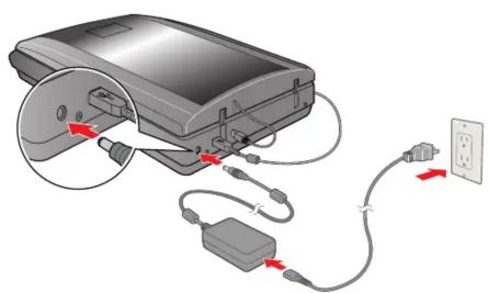 Diagram of a device connected to a power outlet via cable and plug, showing wiring and connection points (no text or symbols).