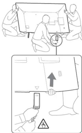 Diagram illustrating a procedure for installing a device, showing steps from assembling to cleaning and warning.