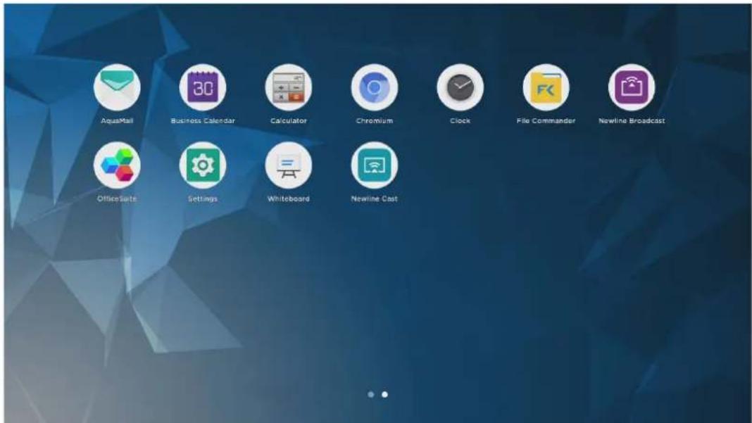 AquaMail Business Calendar Calculator Chromium Clock File Commander Newline Broadcast OfficeSuite Settings Whiteboard Newline Cast