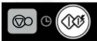 Three simple icons: a triangular symbol, a clock, and a stylized wave icon (no text or labels)