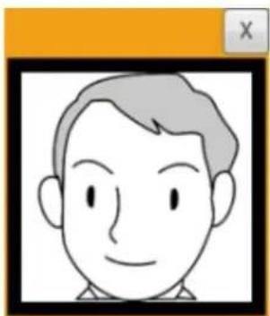 Simple line drawing of a human face with short hair and simple facial features (no text or symbols)